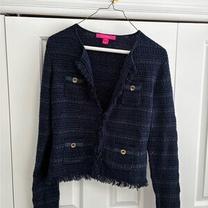 Lilly Pulitzer Navy Cardigan with Gold Buttons